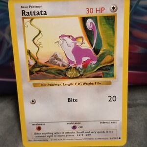 Pokemon Rattata Card - Pink Artwork, Yellow Border